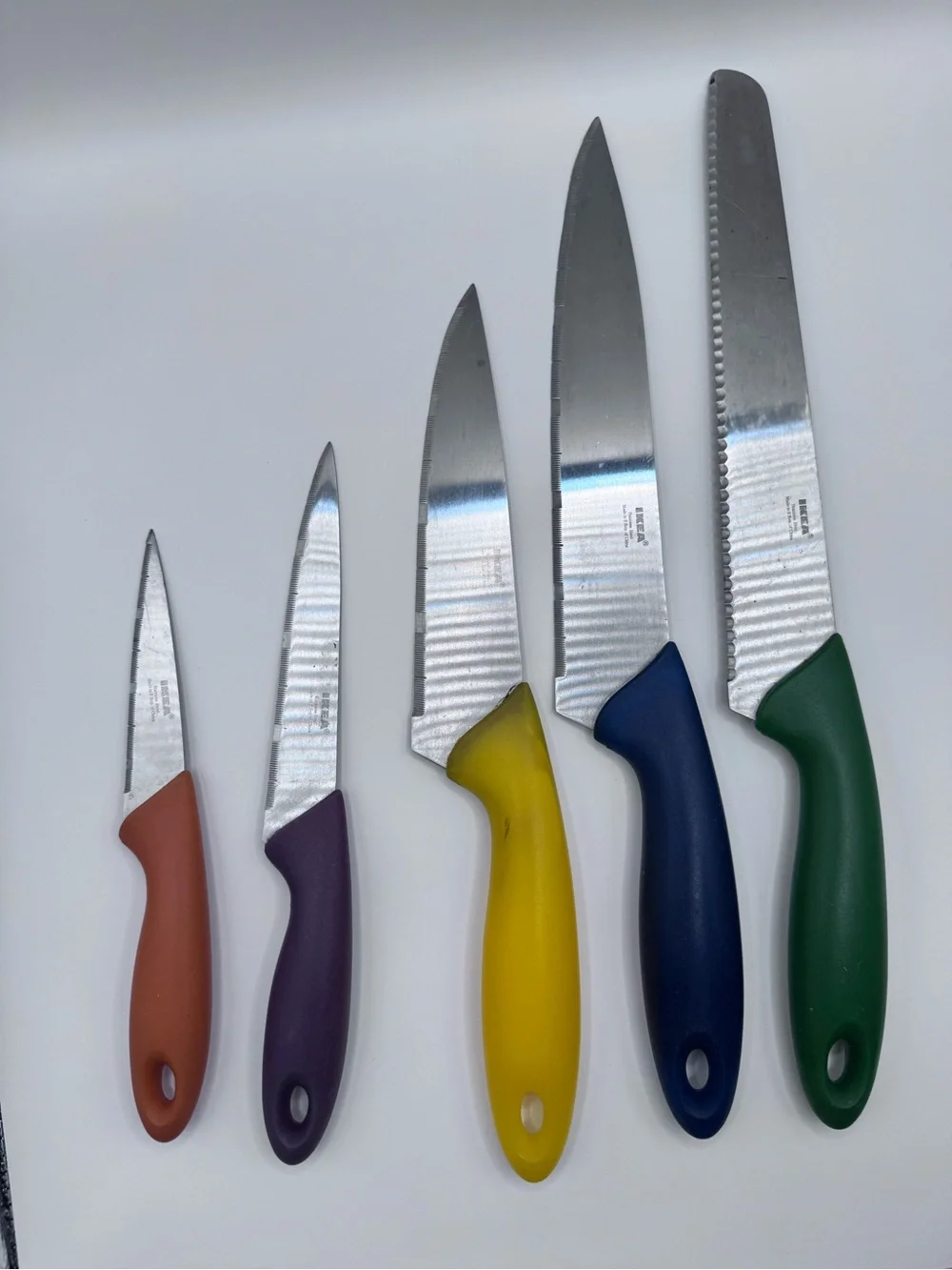 IKEA 5-Piece Kitchen Knife Set Multicolor Plastic Handles Stainless Steel
